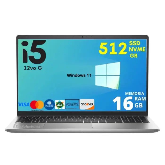 Laptop Dell Inspiron 3520 i5 12va generación SSD 512 gb Ram 16 Gb 15.6" Windows 11 | 103w