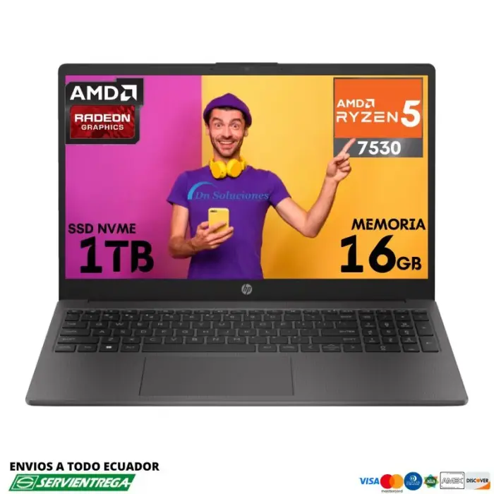 Laptop Hp 250 G10 Ryzen 5 7530U ssd 1000 Gb Memoria Ram 16 Gb Windows 11 | 32w