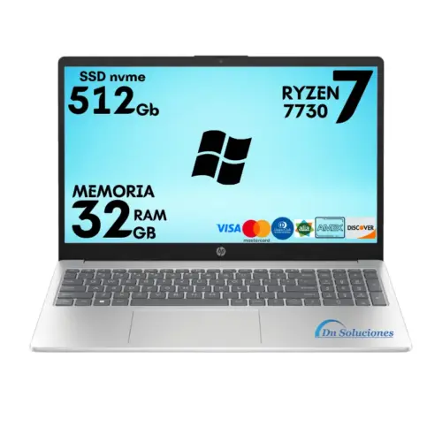 Laptop HP AMD Ryzen 7 7730U: Potencia, Estilo y Velocidad en Tumbaco | Ram 32 Gb | SSD 512 Gb | Windows 11 | 66w