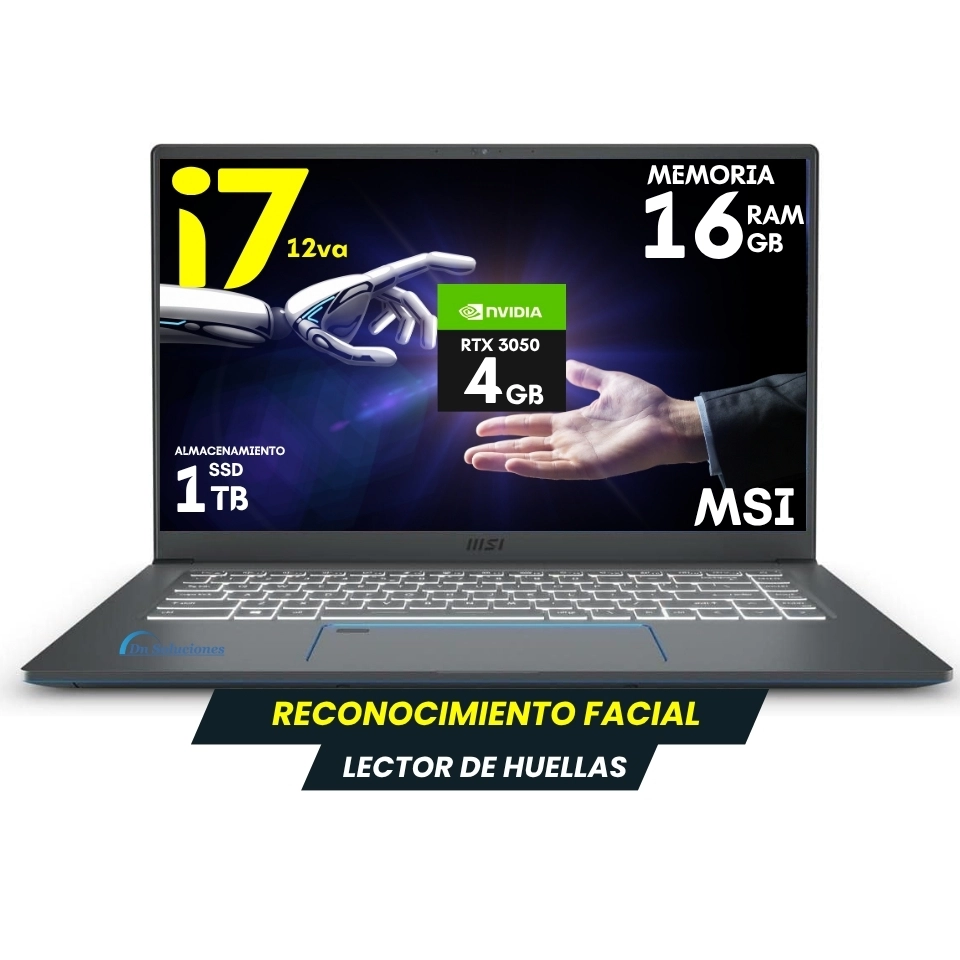 Msi Prestige 15 core i7 12va RTX 4 Ssd 1 Tb ram 16 gb video Gb Laptop Profesional